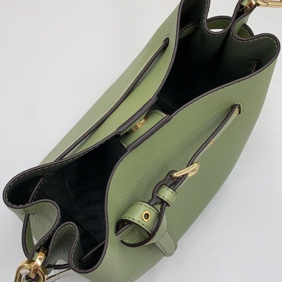 Michael Kors Emilia Small Bucket Bag Messenger Leather Light Sage - Picture 13 of 16